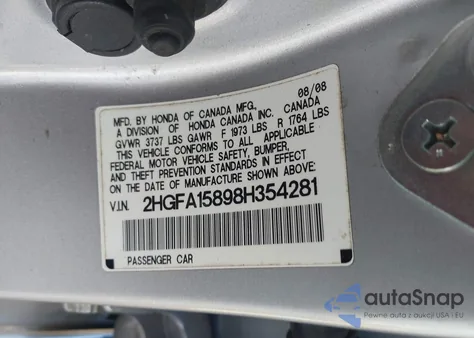 2008 Honda Civic Ex из США, поврежденный, VIN 2HGFA15898H354281